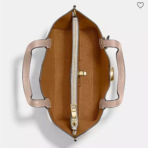 COACH Willow 24 Colorblock Leather Tote, Chalk, NWT - Picture 5 of 16